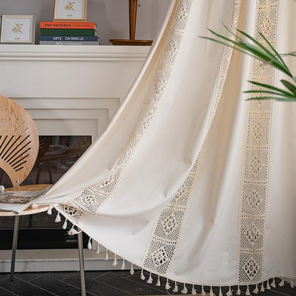 Sutuo Home Boho Curtain Crochet Lace Patchwork Semi-Blackout Bohemian Handmade by SutuoHome