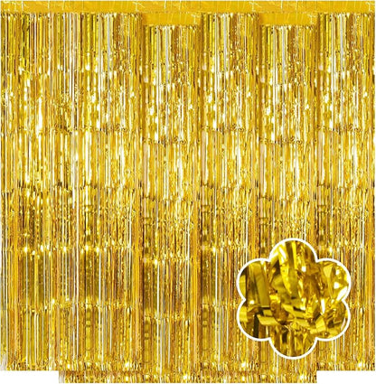 5 Pack Gold Foil Curtain Backdrop 3.2ft x 9.8ft Metallic Tinsel Foil Fringe - Image 8