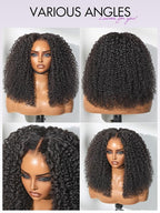 LUVME HAIR 5X5 Kinky Curly 200% Human Hair Wigs Glueless Lace Front 18 Inches Pre Cut Plucked Hd Lace Wig Ready To Go Natural Color Flexi-Fit Drawstring Cap Bleached Knots Black Wigs