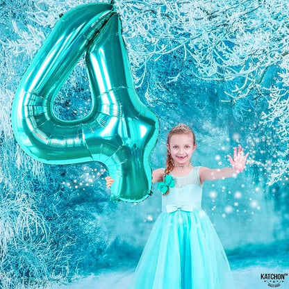 KatchOn Aqua Blue Number 4 Balloon 40 Inch | Mermaid Number 4 Balloon - Image 6