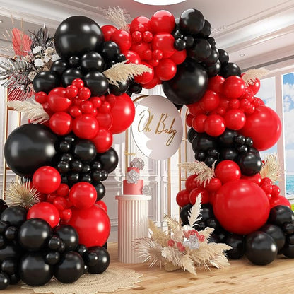 412Pcs Red Black Balloons Garland Arch Kit, 18 12 10 5 Inch Different Size by PAXILE
