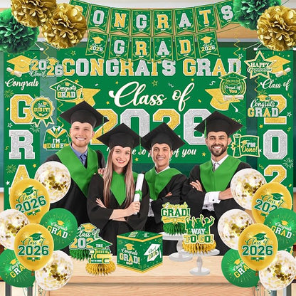 Graduation Decorations Class of 2026 Green and Gold Graduation Decorations - Image 6