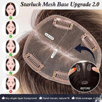 starluck Hair Toppers for Women Real Human Hair With Bangs, 100% Remy HumanHair Toppers for Women Hand-woven with Thinning,Cover Gray Roots,Adds Volume,Ombre Blonde