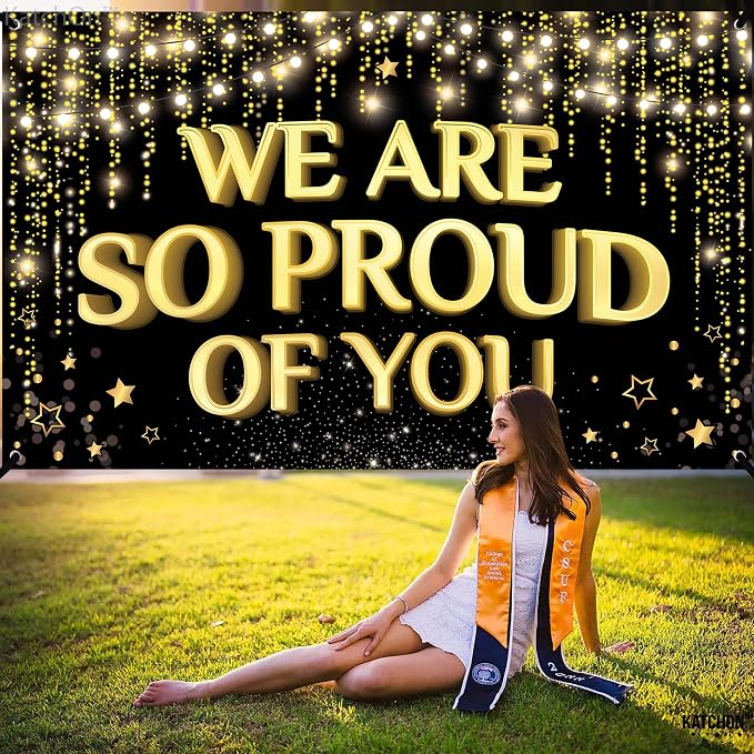 KatchOn Black and Gold Congratulations Banner 72x44 Inch | We Are So Proud of - Image 2
