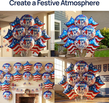 Dream Decor Happy 4th of July Balloons 12 Pack – American Flag Star & Happy 4th - Image 2
