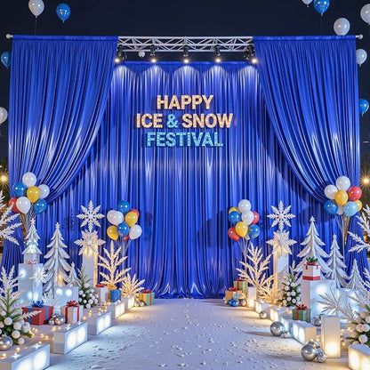 40x10ft Royal Blue Glitter Backdrop Curtain - Image 2