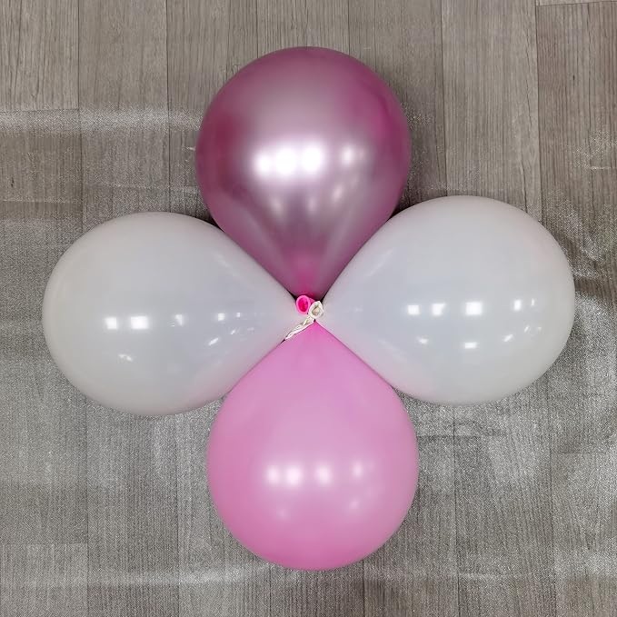 100Pcs Pink and White Column Tower Balloons - Image 3
