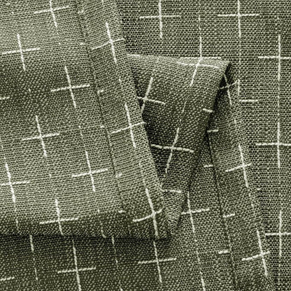 MIULEE Patterned Farmhouse Linen Curtains, Back Tab, Olive Green | Linen - Image 5