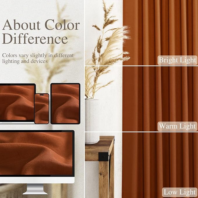 Rust Linen Curtains 96 Inches Long - Image 3