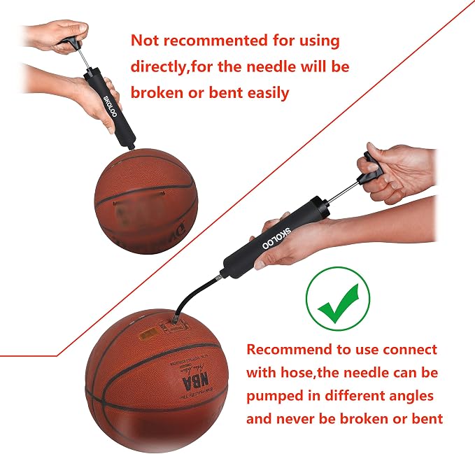 SKOLOO 10" Portable Hand Air Ball Pump Inflator Kit - Image 3