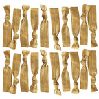 Kenz Laurenz Hair Ties 20 Elastics Ponytail Holder Set No Crease Ribbon Bands (Gold)