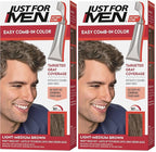 Just For Men Easy Comb-In Color Mens Hair Dye, Easy No Mix Application with Comb Applicator - Light-Medium Brown, A-30, Pack of 2