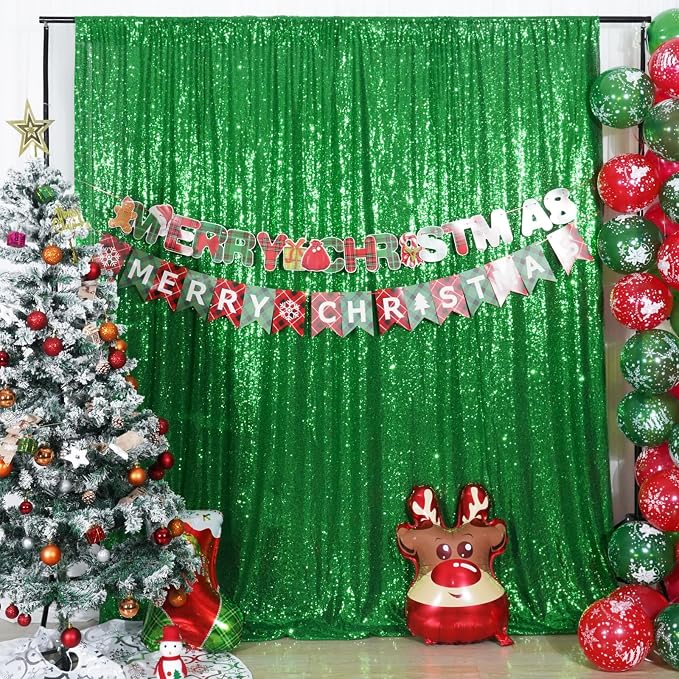 Poise3EHome 8FT x 10FT Green Sequin Photography Backdrop Curtain - Image 9