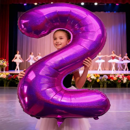 Jonhamwelbor 40 Inch Laser Hot Pink Number 2 Balloon Foil Mylar Giant Balloon - Image 5