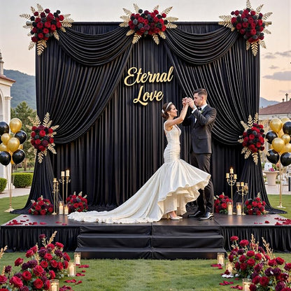 40 ft x 10 ft Wrinkle Free Black Backdrop Curtain - Image 3
