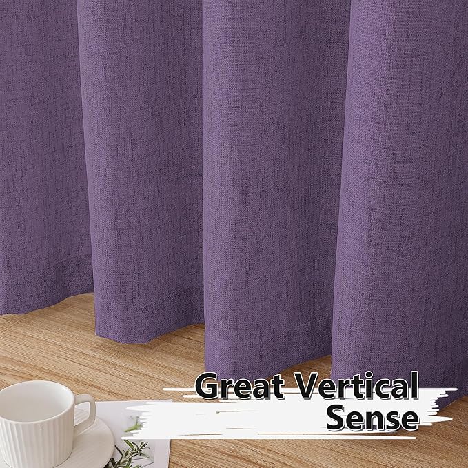 Tollpiz Linen Tier Curtain Rod Pocket Semi Sheer Half Kitchen Curtains Burlap - Image 4