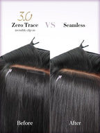 LUVME 0.59mm Zero Trace Invisible Clip in Hair Extensions, Silky Straight 2 Pack 7 Pcs 100g 18 Inch, 100% Real Human Hair Clip Ins, Invisible Multi Piece Design with Fullness for Daily Wear