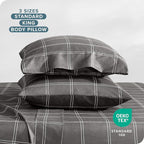 Bare Home Microfiber Pillow Cases - King Size Set of 2 - Cooling Pillowcases - Double Brushed - Pillowcases 2 Pack - Easy Care (King, Modern Plaid - Grey/White)