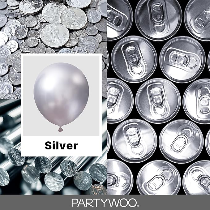 PartyWoo G102 Silver Metallic Balloons | Balloons - Image 2