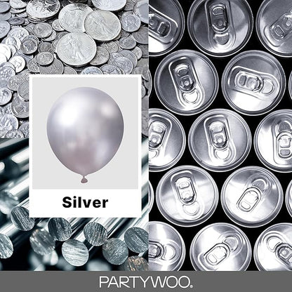 PartyWoo Silver Balloons 127pcs Different Sizes of 36 18 12 10 5 Inch | Balloons - Image 2