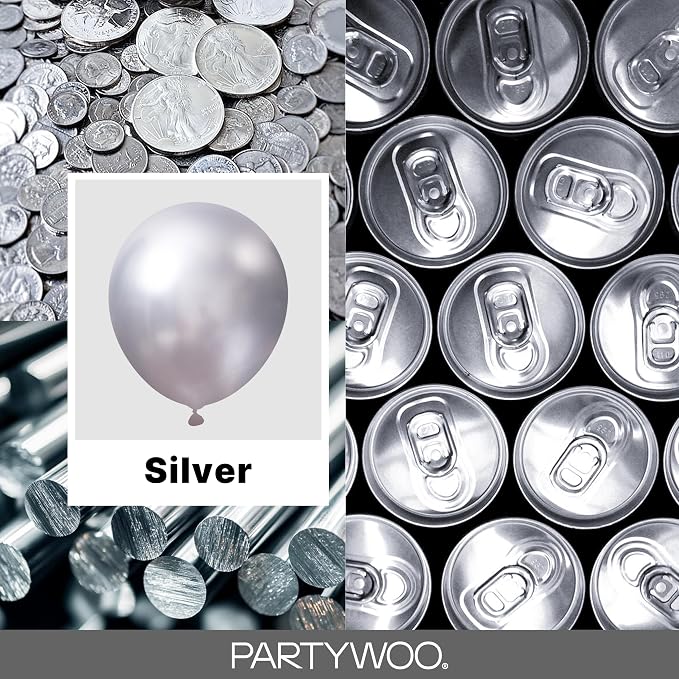 PartyWoo Silver Balloons 127pcs Different Sizes of 36 18 12 10 5 Inch | Balloons - Image 2