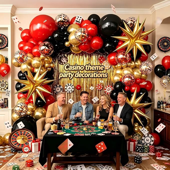 Red Gold Black Balloons Arch Kit | fo Birthday Red Carpet Casino Theme Race Car - Image 5