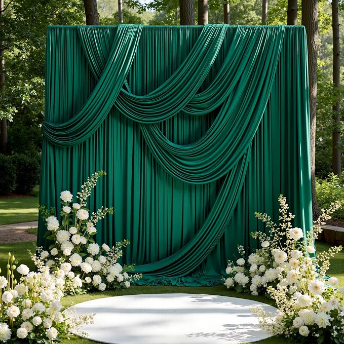 10ft x 15ft Hunter Green Backdrop Curtains by CO-AVE