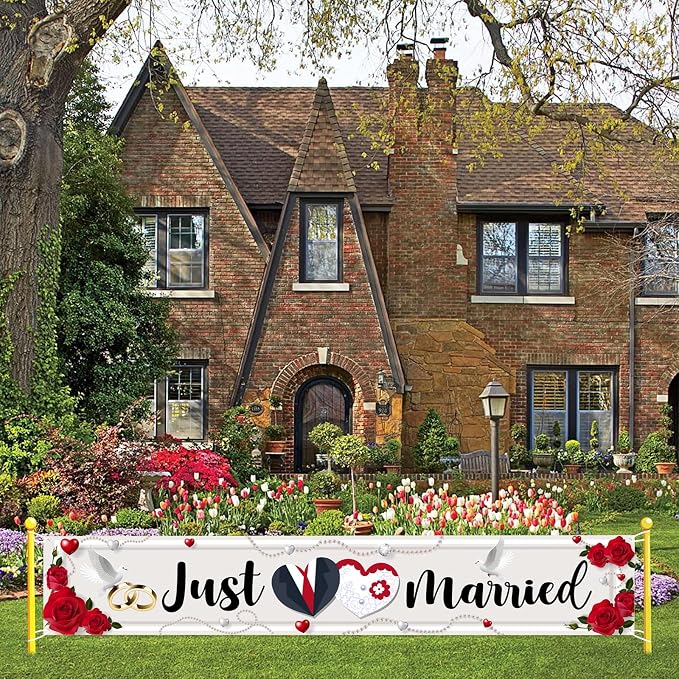 Labakita Large Just Married Banner, Wedding Ceremony Front Yard Sign, Wedding - Image 3