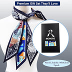 Skinny Scarf 3 Pack for Women – Bag Scarf, Silk Hair Scarves (Original Prints, Premium Twill, 3 Designs)