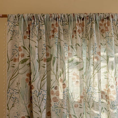 ENJOYBRIDAL Floral Curtains 63 Inch Long Bedroom Decor Drapes Short Semi Sheer - Image 2
