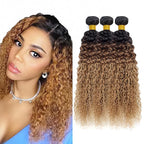 28 30 32 Inch Ombre Brown Human Hair Bundles 4/27 Water Wave Bundles Niegmeag Virgin Remy Hair Extensions Double Weft Honey Blonde Wet and Wavy Bundle