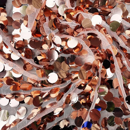 Rose Gold Sequin Backdrop, 4x10 Feet, 2 Panel, 18MM Large Sequin | Shimmer - Image 4