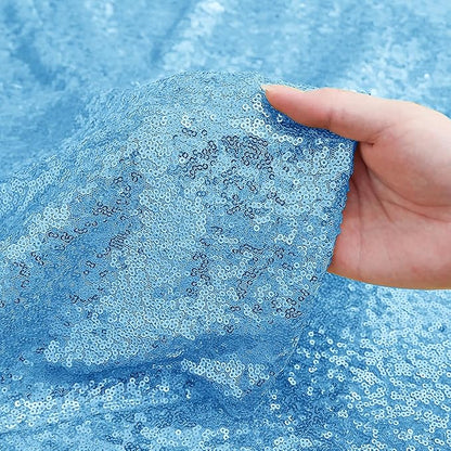 Sugargirl Blue Sequin Backdrop Curtain 8FTx8FT Glitter Blue Background Drapes - Image 8