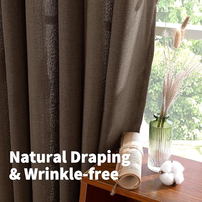 YoungsTex Brown Linen Curtains 72 Inch Length - Image 4