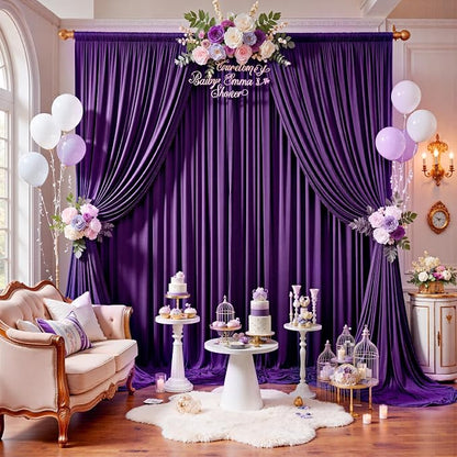 20ft x 12ft Purple Backdrop Curtains - Image 2