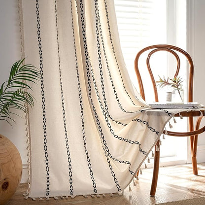 Sutuo Home Boho Curtains 84 Inches Long, Light Filtering Country Semi Blackout - Image 6