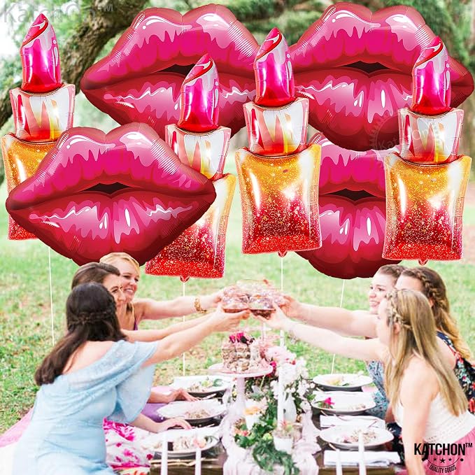 KatchOn Pink Lip Balloons and Lipstick Balloons Set – 49 Inch, Happy Birthday - Image 8
