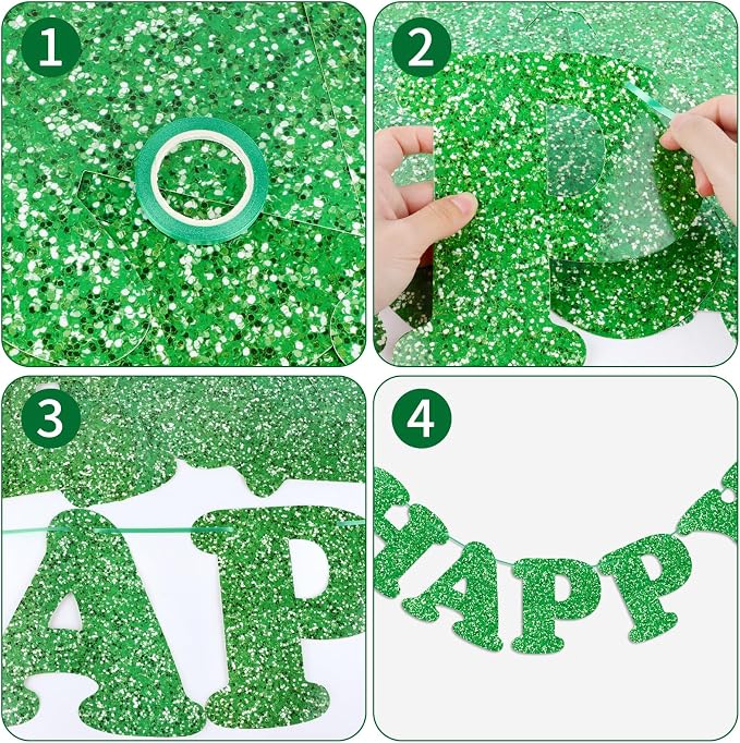 Green Happy Birthday Banner Birthday Party Decorations Happy Birthday Banner - Image 7