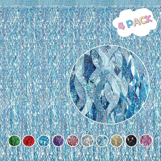 4 Pack Light Blue Party Foil Curtain - Image 2