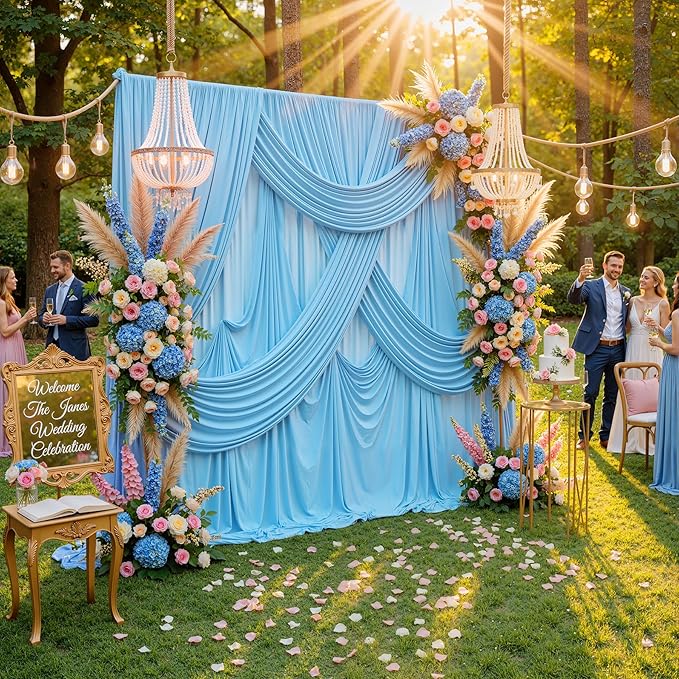 30ft x 10ft Baby Blue Backdrop Curtains - Image 7
