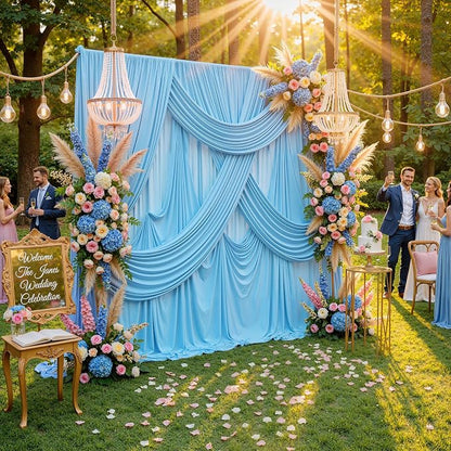 10ft x 10ft Wrinkle Free Baby Blue Backdrop Curtain - Image 7