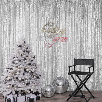 Hahuho Silver Sequin Backdrop Curtain, Party Decoration（2 Panels, 2FT x 8FT - Image 8