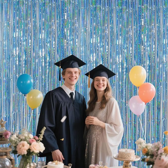 Light Blue Metallic Streamer Backdrop - Image 7