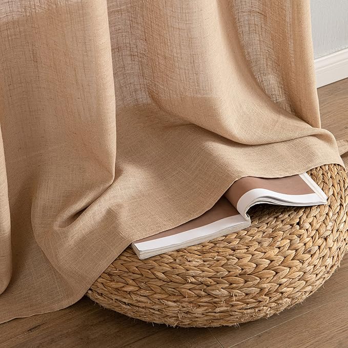 MIULEE Light Brown Short Linen Curtains 52x45 Inch Long 2 Panel - Image 7