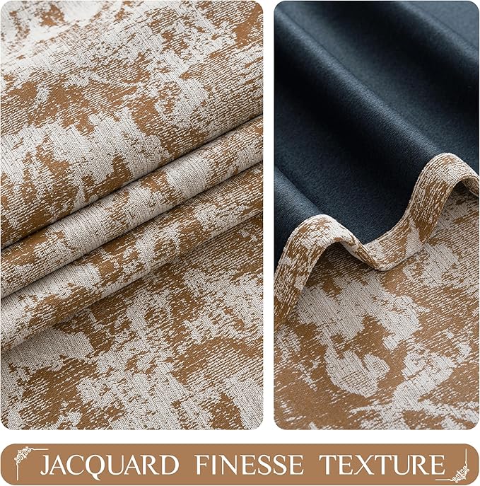Beauoop Brown Floral Jacquard Blackout Curtains - Image 2