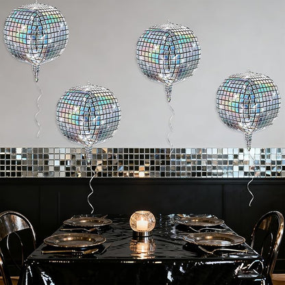 Fovths 12 Pieces Silver Disco Ball Balloons 18 Inch 4D Large Disco Balloon Foil - Image 6