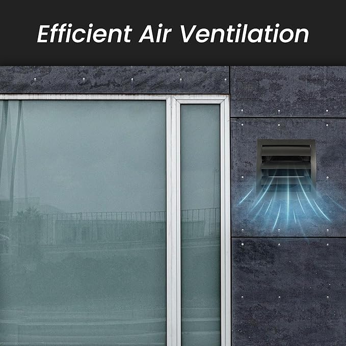 Repa Market 6 Inch Black Dryer Vent Hood/Duct Cover for Walls or Ducting/ABS Plastic Grille with Flaps & Insect Screen/Exhaust and Dryer Vent Covers for Indoor & Outdoor Use