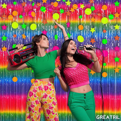 Gradient Colorful Party Streamers Backdrop Decorations - Image 2