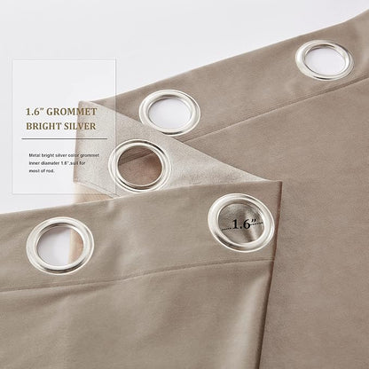 BULBUL Taupe Velvet Blackout Curtains 63 inches - Image 3