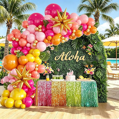 152Pcs Tropical Balloon Arch Garland Kit, Sunset Hot Pink Orange Coral Red - Image 7